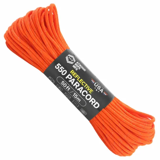 ATWOOD ROPE MFG® Αρτάνη 550 Paracord -  Ανακλαστική (50 ft / 15,24m)